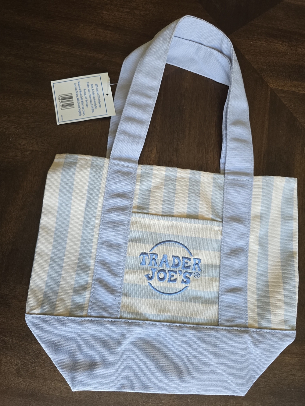 Trader Joe's Light Blue & White Striped Tote